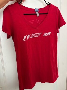 Vintage Formula 1 2014 United States Grand Prix Red V-Neck Tee